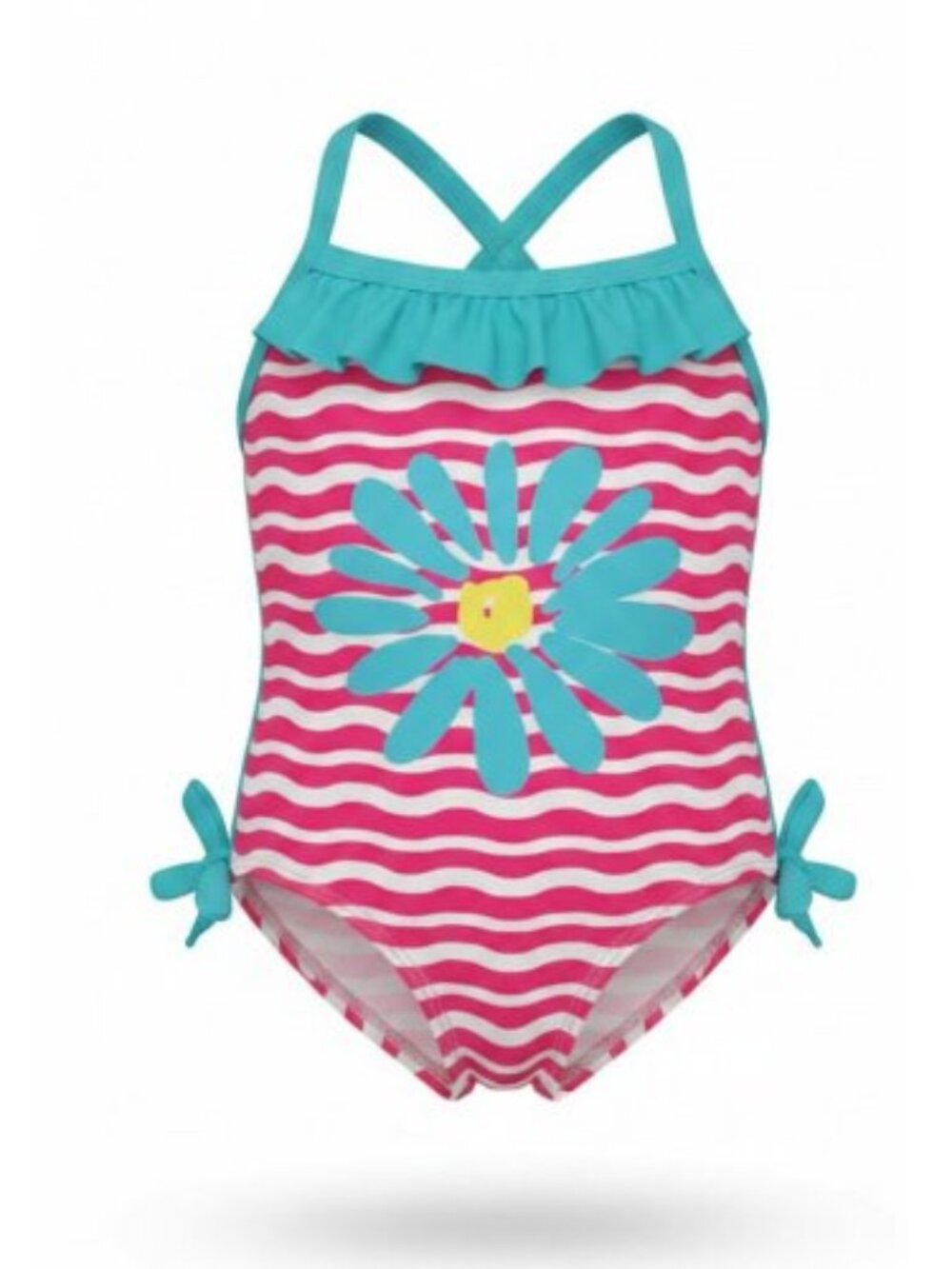 PINK PLATINUM Stripes and Ruffles One Piece Bathing Suit Girls 12 months